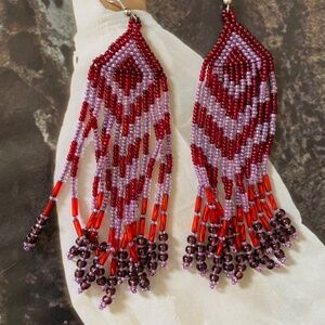 Violetta Handmade Extra Long Fringe Beaded Earrings